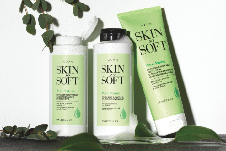 A selection of three products from the Skin So Soft Pure Nature collection