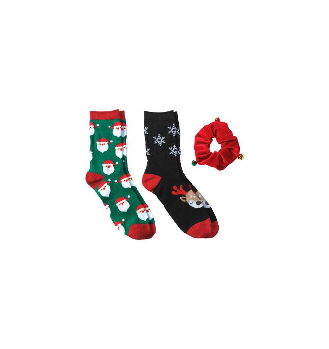 2 Pack Christmas Socks with Scrunchie Avon