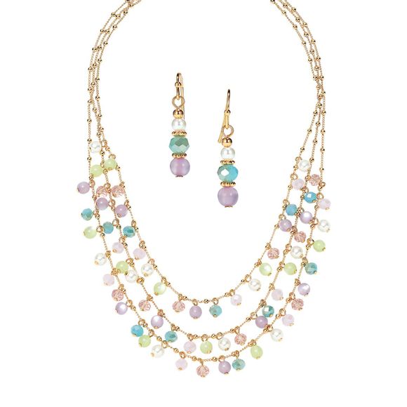 Pastel Bouquet Bib Necklace and Earring Set