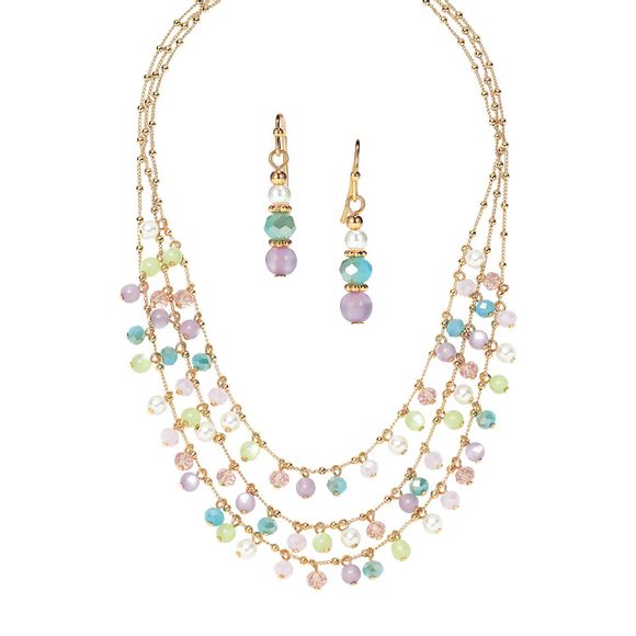 Pastel Bouquet Bib Necklace and Earring Set