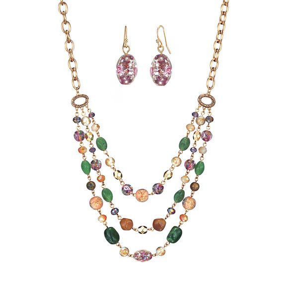 Avon Ornate Beaded Necklace & Earring Set