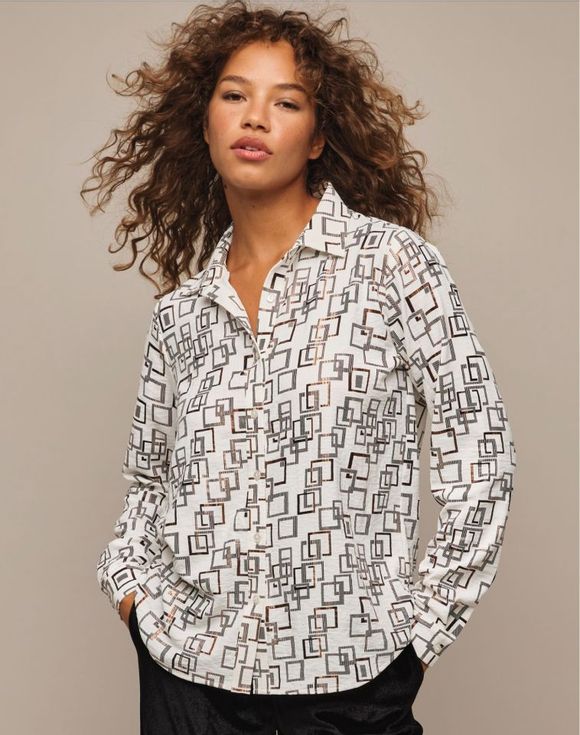 Metallic-Print Blou… - image