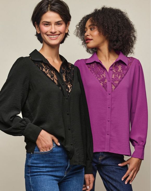 Lace-Trim Blouse - image