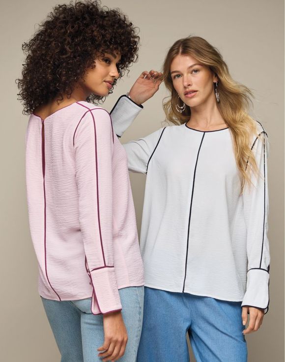 Contrast-Trim Blouse - image