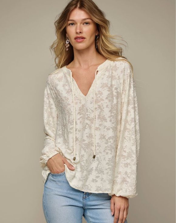 Textured Tie-Neck T… - image