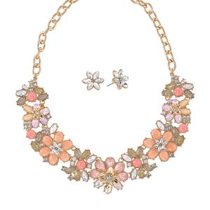 Neutral Floral Statement Necklace and Earring Giftset 
