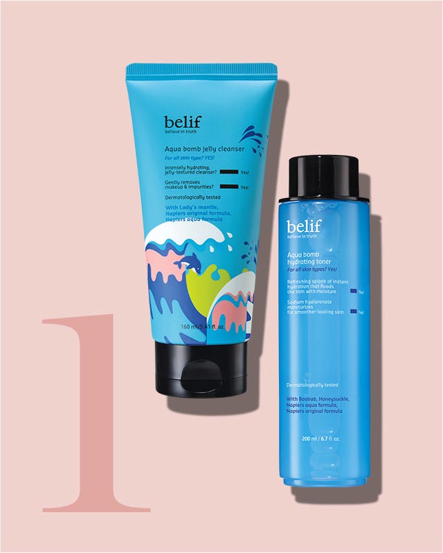 belif Aqua Bomb Jelly Cleanser & belif Aqua Bomb Toner